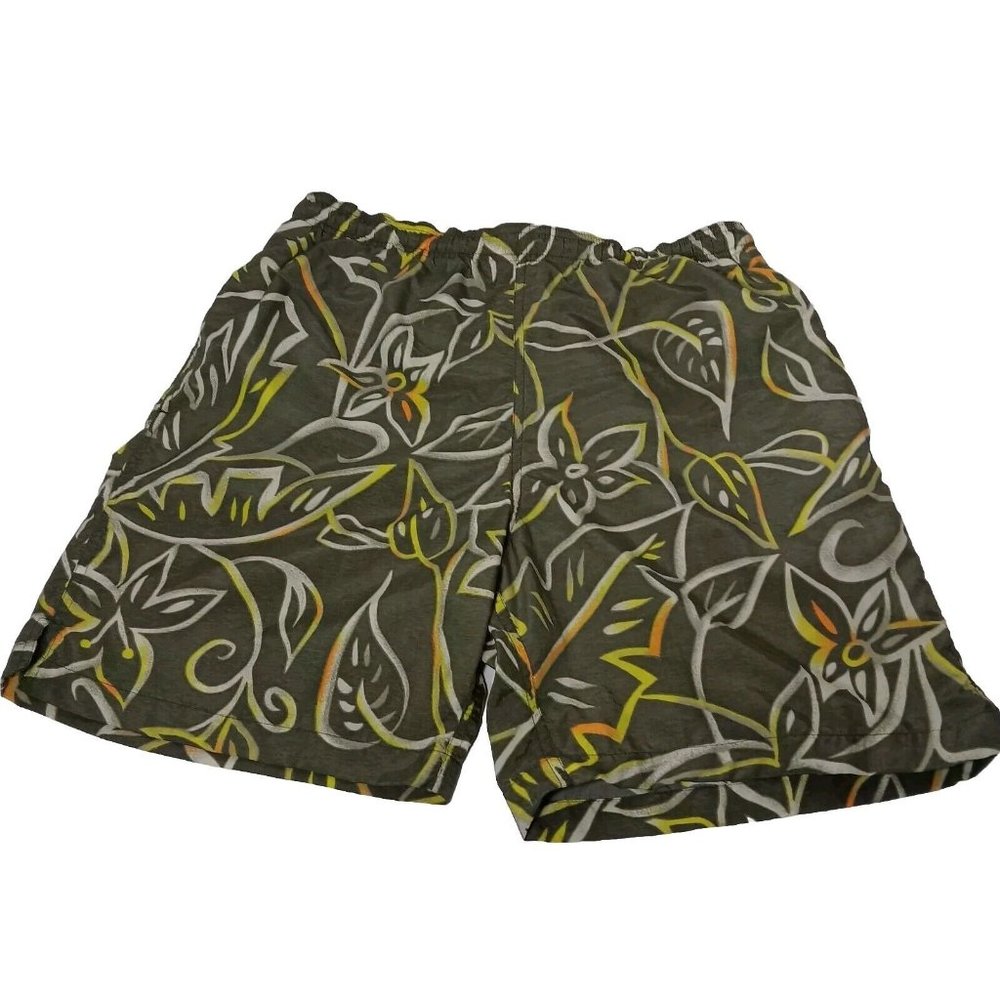 Swim Trunks M Dolphin Tropical Floral Aloha Swimming Shorts Elastic Taiwan